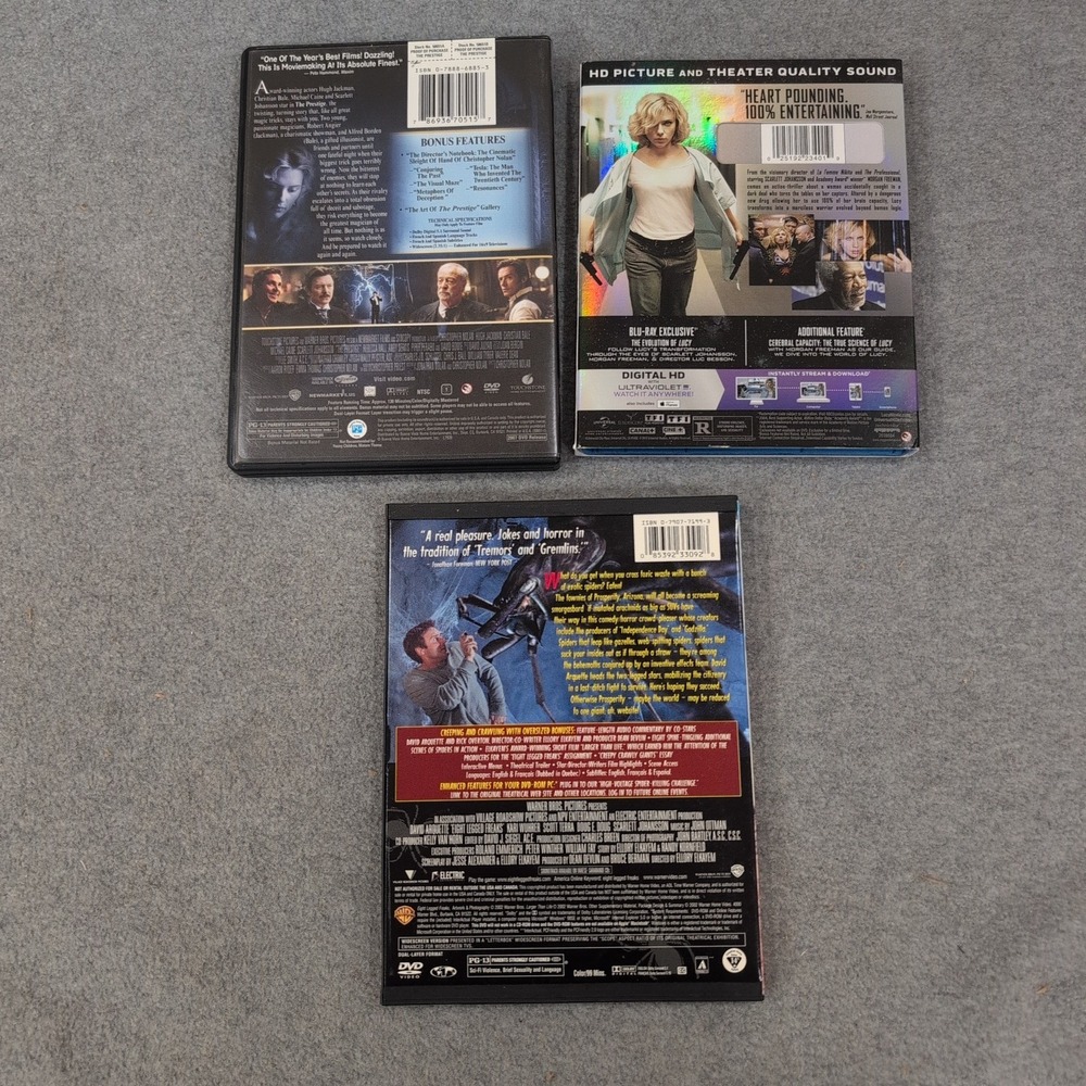 Scarlett Johansson 3 Movie Bundle The Prestige DVD Lucy Blu-ray Eight Legged DVD - Picture 2 of 2